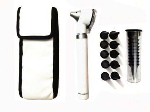 New Fiber Optic Mini Otoscope Set - Medical Diagnostic Examination Set White