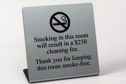 Engraved No Smoking In Room Signs,15 Pack Silver w/Black, Free Shipping