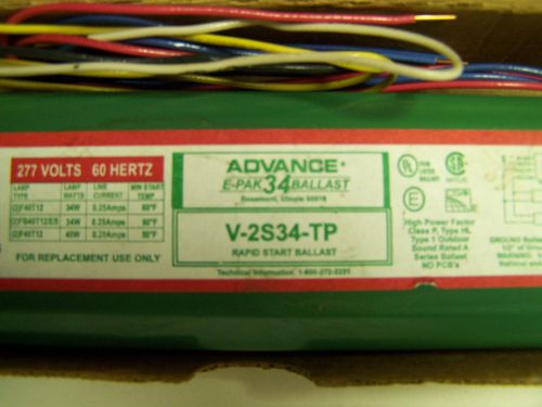 NEW ADVANCE E-PAK 34 BALLAST V-2S34-TP RAPID START  277 VOLTS         YH-303