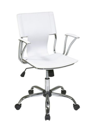 Dorado Office Chair with Fixed Padded Arms and Chrome Finish in White