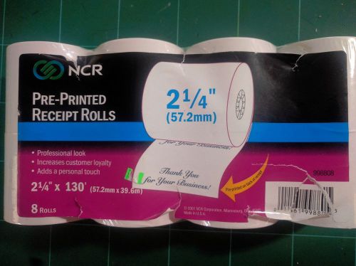 Four POS 2 1/4&#034; x 130&#039; NCR Preprinted THANK YOU FOR YOUR BUSINESS Receipt Paper