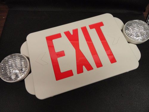 Led exit sign with automatic emergency lights for sale