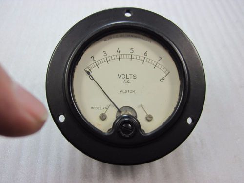 8 VOLT AC WESTON MODEL # 476  PANEL METER TESTED OK  LOC. A-4