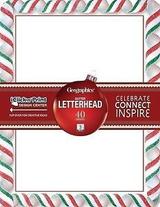 Christmas Letterhead Peppermint Twist Glitter Inkjet Laser Copy 40 pack