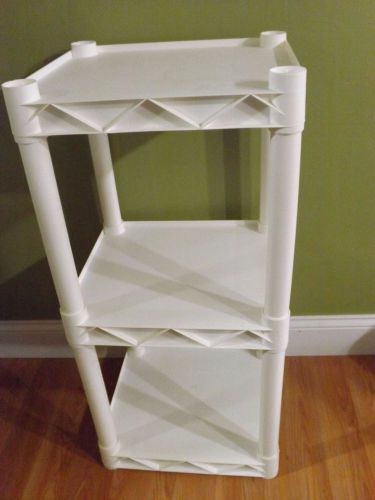 WHITE PLASTIC STACKABLE SHELVES - 16 X 16 X 32