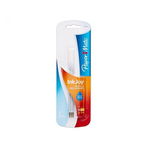 Paper mate inkjoy 300/550rt ballpoint ink refill, medium point, blue ink, 3 coun for sale