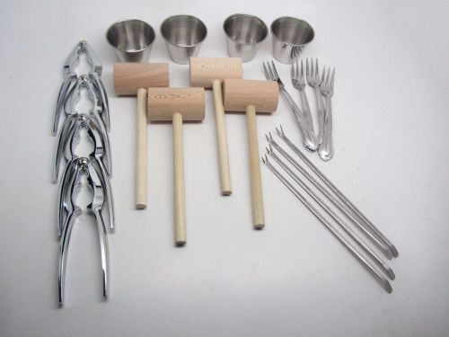 20pc Lobster Bake Shellfish Seafood Tool Kit Crackers Picks Forks Mallets