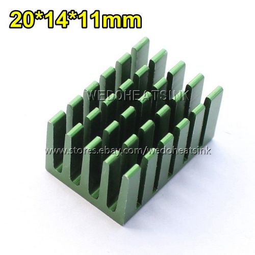 10pcs 20x14x11mm Green Slotted Anodized Aluminum Radiator Heatsink Cooler