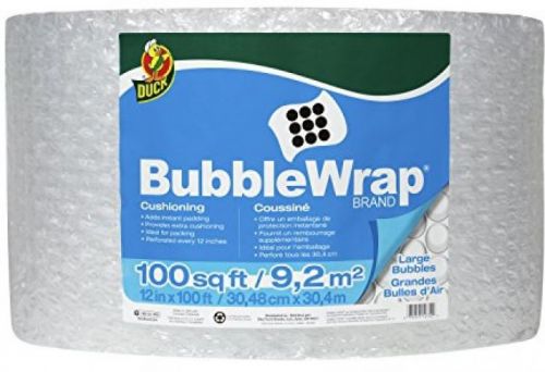 Duck brand bubble wrap cushioning, large bubbles, 12 inches x 100 feet, single for sale