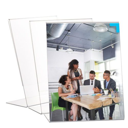 3 Pack 8.5 x 11 Inch Clear Acrylic Sign Holder Durable Heavy Duty Slant Back