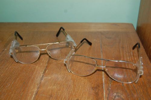 BOUTON Safety Glasses Plastic Shields Z87  #2200 Gold Rim Steampunk