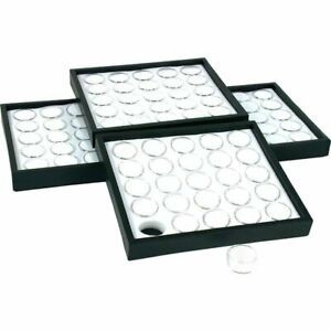 4 White 25 Gem Jars Display &amp; Stackable Tray