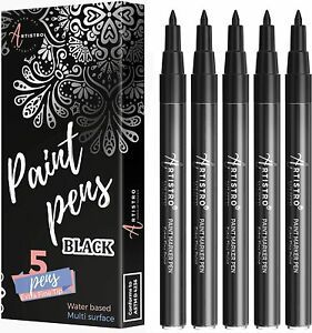 Black Paint Pens for Rock Painting, Stone, Ceramic, Glass, Wood, Tire,...