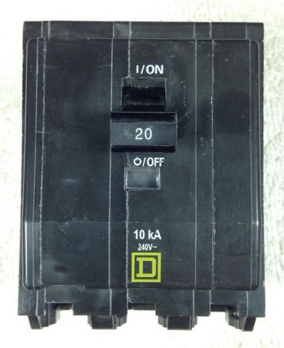 Square d qob320 3 pole 20 amp 240v hacr bolt on circuit breaker qob 320 for sale