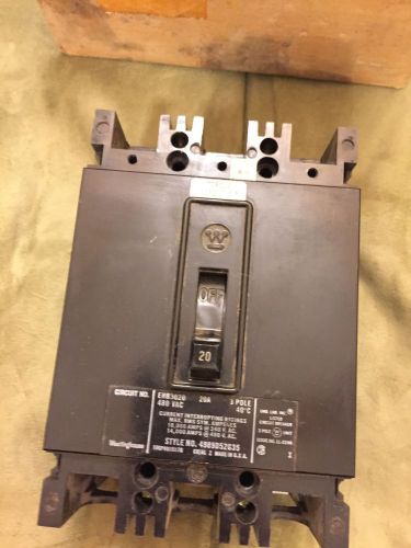 Ehb3020 westinghouse circuit breaker 20amp 3 pole 480vac for sale