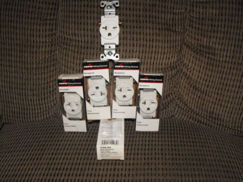 Cooper lot of 5 single receptacles 1876w-box 20a-250v 2-pole 2-wire gr nib for sale