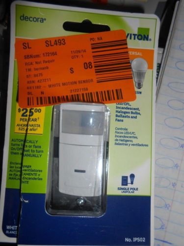 Leviton 180 degree PIR Incandescent CFL LED Occupancy detector - White 691182