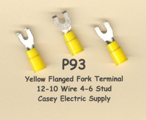 25 Yellow Insulated FLANGED Fork Terminal Connectors 12-10 Wire #6 Stud MOLEX