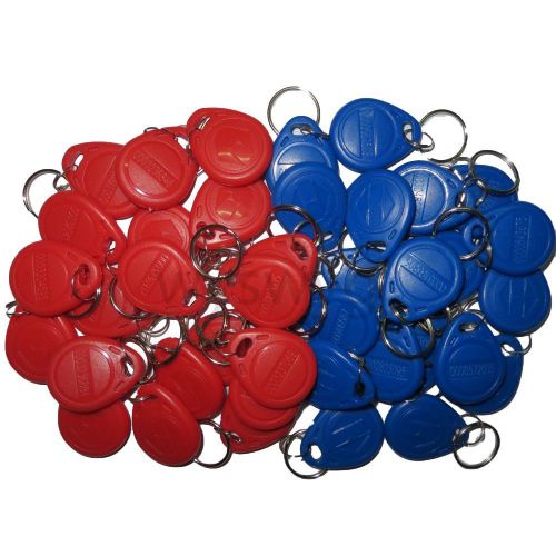 100pcs 125KHz RFID EM EM4100 Proximity Induction Tag Token Keyfob Red &amp; Blue