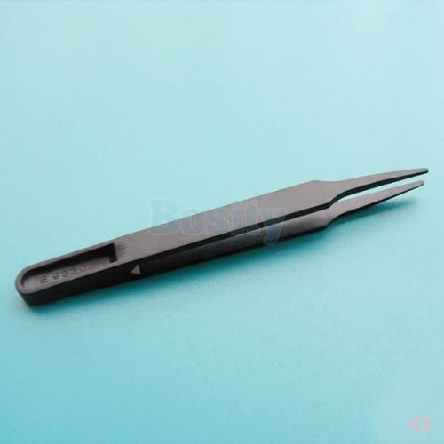 3x Black Plastic Anti-static Tweezers Watch Repair Semiconductor Industrial Tool