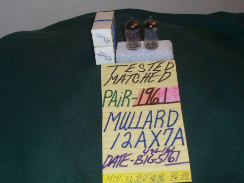 TESTED MATCHED PAIR MULLARD 12AX7A  DATE  B1G5161  49G161  1961 TUBE 12AX7 ECC83