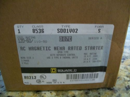 SQUARE D 8536SDO1V02S Motor Starter,Non Rev,NEMA Sz2,120VAC