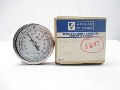 New weksler 01250f&amp;c 18in length 0-250f 1/2 in npt temperature gauge d424429 for sale