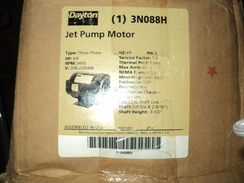 DAYTON 3N088 MOTOR  3/4 HP , 3450 RPM , 56J FRAME , 60 HZ , JET PUMP MOTOR