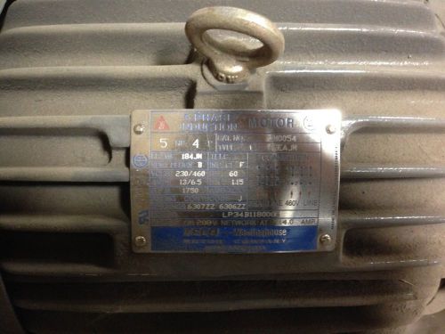 5 hp, 1750 RPM, 184JM, TEFC, TECO Westinghouse