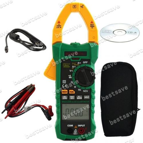 MASTECH MS2115B Digital Clamp AC/DC V/A Res Cap True RMS Logic USB Meter B0294