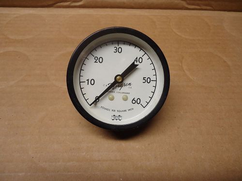 vintage C A Norgren DENVER / Marshalltown Iowa USA Mfg Co / PSI Gauge to 60