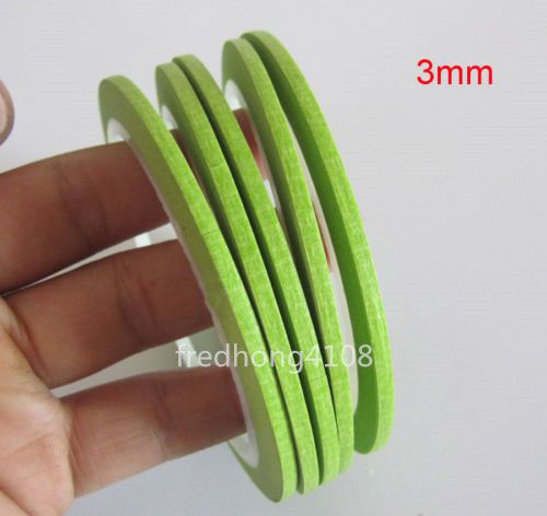 5pcs 3mm*25m Green Masking Tape for Nail Polish Painting Decoration Masking