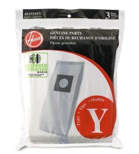 3 Hoover Genuine Type Y Allergen WindTunnel Wind Tunnel Vacuum Bags 4010100Y