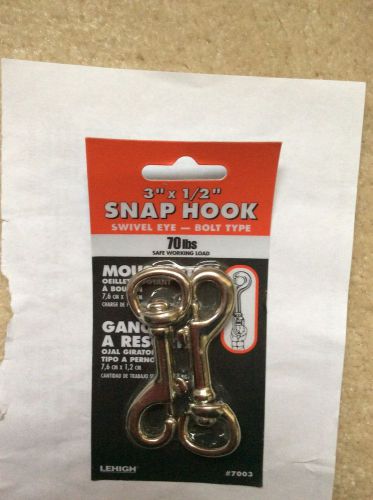 LEHIGH 3&#039;&#039; X 1/2&#039;&#039; SNAP HOOK SWIVEL EYE BOLT TYPE 70LBS  (2-Pack)