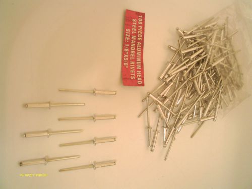 New ALUMINUM POP RIVETS W/STEEL MANDRELS 100 pcs 1/8&#034; x 5/8&#034; FREE SHIP IN USA