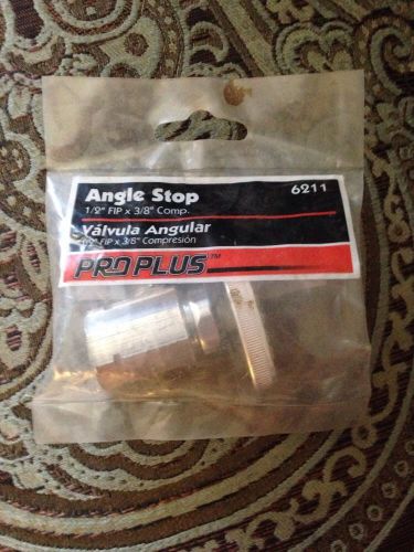 NEW! Pro Plus Angle Stop 6211 1/2&#034; FIP x 3/8&#034; Comp. (D4)