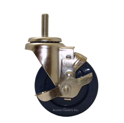 3dxssbpsb 3&#034; stainless steel stem caster, brake, polyurethane wheel, 300 lbs cap for sale