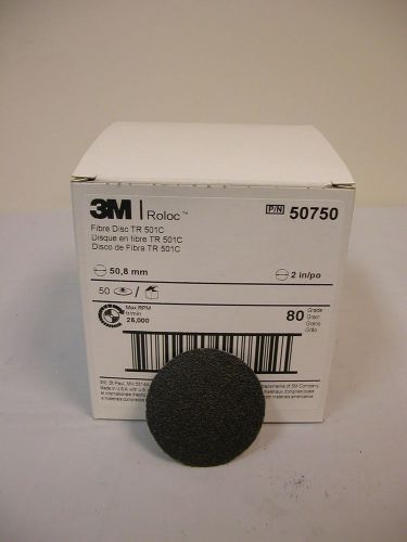 (50) 3M Fiber Fibre Disc TR 501C #50750 2&#034; 80 Grit Roloc Free Shipping