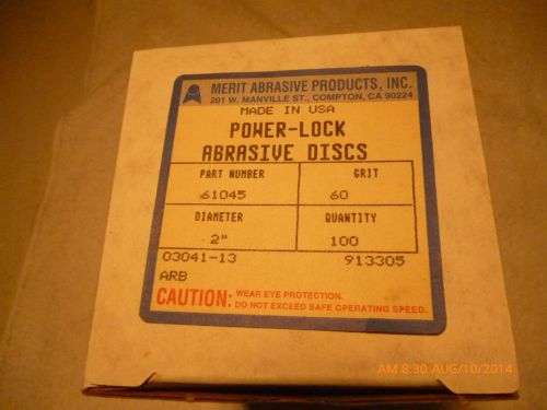 Merit  powerlock abrasive discs. p/n 61045, 60 grit, 2&#034; dia.,  100 pieces unused