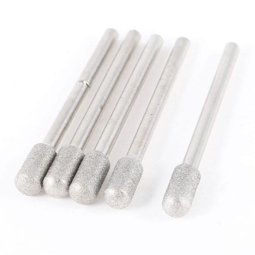 5 Pcs Electronic Nail Files 5mm Diamond Barrel Medium Bits Silver Tone