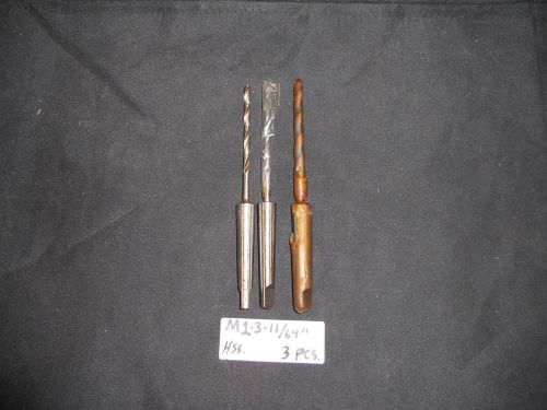 M131164) USA,M-1 TAPER DRILLS,11/64&#034;, 3 PIECES