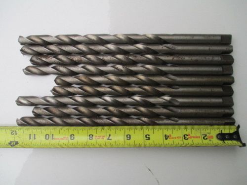 37/64 drill bits hs 9 3/4&#034; to  12&#034; long , lot iof 9 pieces. for sale