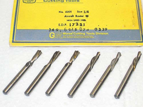 Morse Cutting Tools Aircraft Router Bits LOT 6 USA 1/4&#034; HSS 6001 EDP 17251 NOS