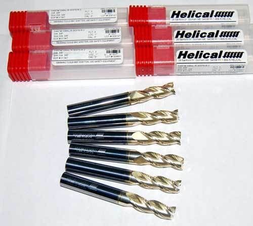 6 pcs. helical 3/8&#034; 3 flt zrn carbide high perf. end mills-aluminum,non-ferrous for sale