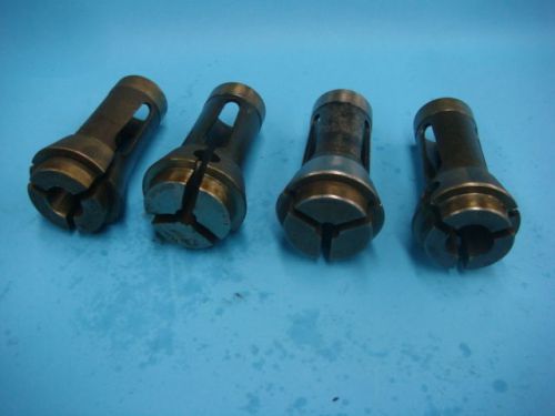 HARDINGE ROUND #11 COLLETS, 4 PCS. TOTAL 9/16, 15/64&#034;, 3/16&#034;, 1/2&#034;