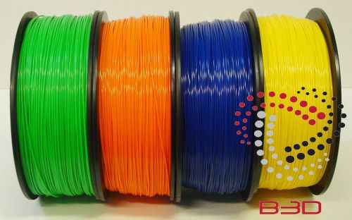 1.75 mm filament 4 3d printer.abs green, orange, blue &amp; yellow bundle spools for sale