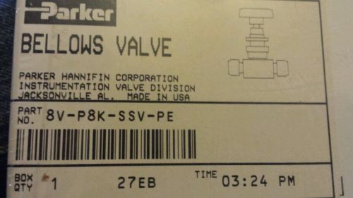 New parker veriflo 8v-p8k-ssv-pe 1/2&#034; manual bellows valve, asm pn: 50-123824a16 for sale