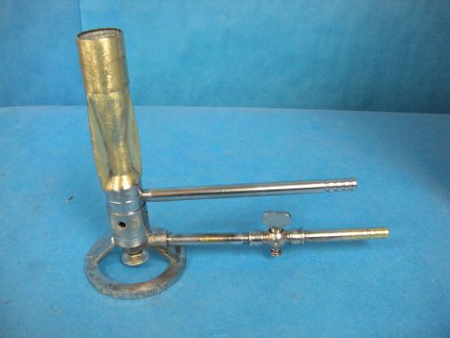 Vintage Fisher Lab Bunsen Burner 7.5&#034; with Gas Lines