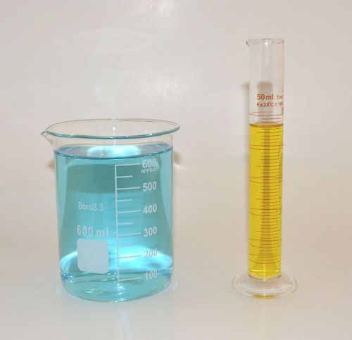 Beaker 600mL Cylinder 50mL set Borosilicate Glass Lab Glass griffin New