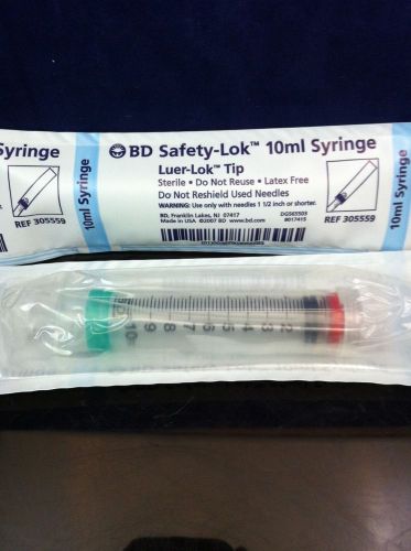 Case Of 50 NEW BD 10mL SAFETY-LOK SYRINGE Luer-Lok Tip Latex Free REF 305559